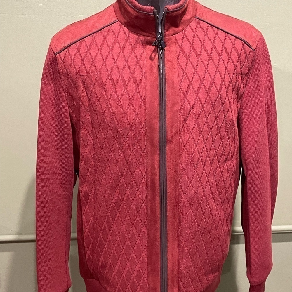 Deniko jacket coat zipper front no collar rust modern fit